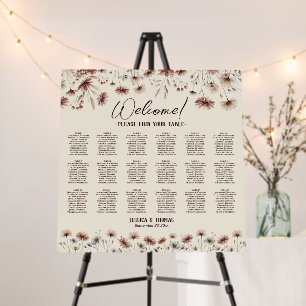 Boho Wildflowers 18 Table Wedding Seating Chart Foam Board