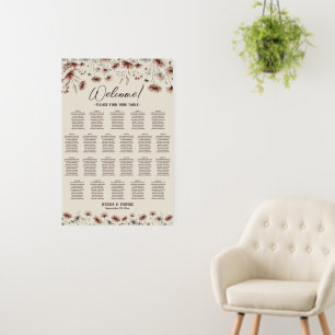 Boho Wildflowers 22 Table Wedding Seating Chart Foam Board