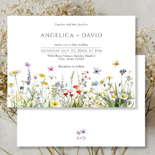 Boho Wildflowers and Butterflies Wedding  Invitation