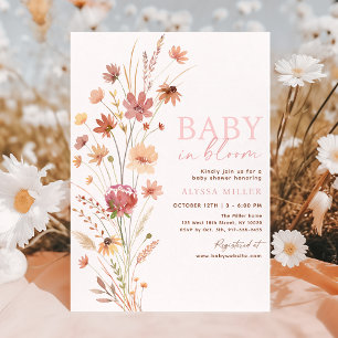 Boho Wildflowers Baby in Bloom Baby Shower Invitation