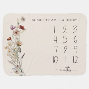Boho Wildflowers Baby Milestones Blanket