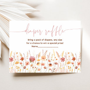 Boho Wildflowers Baby Shower Diaper Raffle Enclosure Card