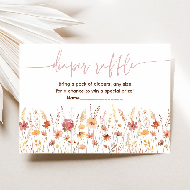 Boho Wildflowers Baby Shower Diaper Raffle Enclosure Card (Creator Uploaded)