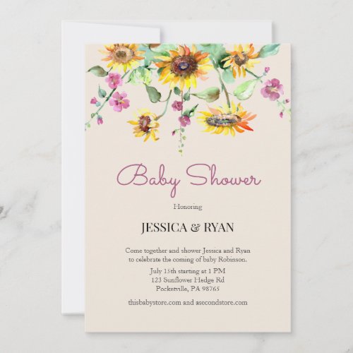 Boho Wildflowers Baby Shower Invitation