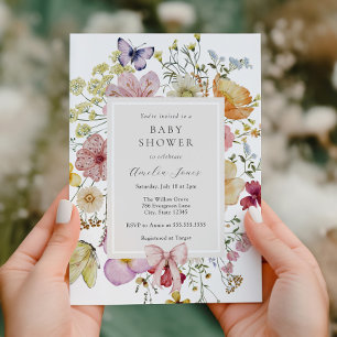 Boho Wildflowers Baby Shower Invitation