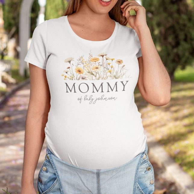 Boho Wildflowers Baby Shower Mommy T-Shirt (Creator Uploaded)