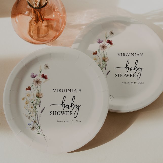 Boho Wildflowers Baby Shower Paper Plates (Boho Wildflowers Baby Shower Paper Plates by Painted Paperie
)
