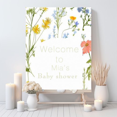 Boho wildflowers Baby shower   Poster