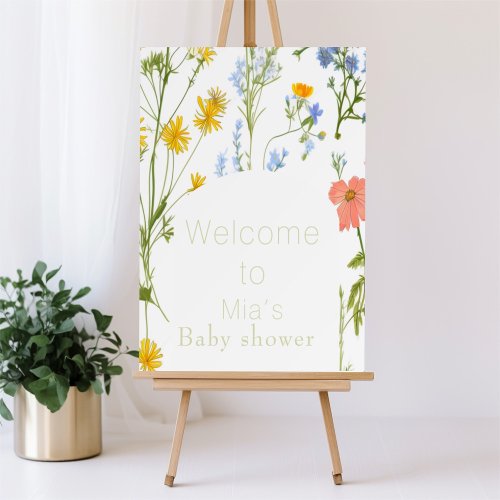 Boho wildflowers Baby shower  welcome sign 