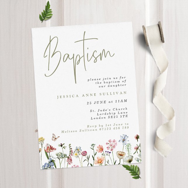 Boho Wildflowers Baptism Invitation (Creator Uploaded)