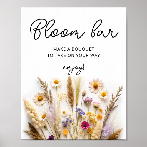 Boho Wildflowers Bloom or Flower Bar Poster