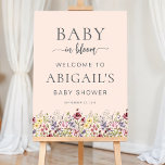 Boho Wildflowers Blush Pink Baby Shower Welcome Foam Board<br><div class="desc">A beautiful watercolor floral border of wildflowers decorates the bottom edge of this trendy boho baby shower welcome sign. The words "Baby in bloom" appear in serif and script fonts, with swashes before and after the script. Personalize the text with the name of the mom-to-be in charcoal gray serif font...</div>