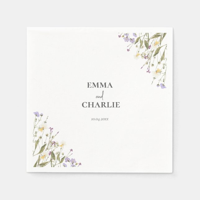 Boho wildflowers Botanical wedding Paper Napkin (Front)