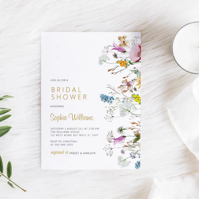 Boho Wildflowers Bridal Shower Invitation Zazzle