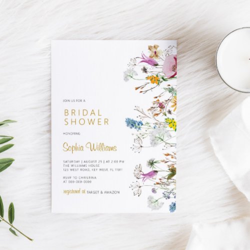 Boho Wildflowers Bridal Shower Invitation