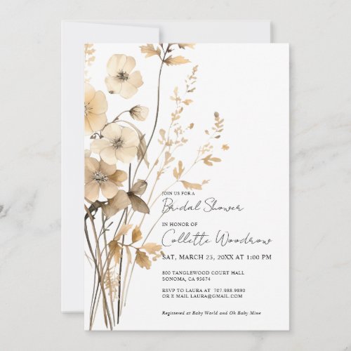 Boho Wildflowers Bridal Shower Invitation