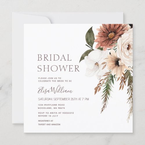 Boho Wildflowers Bridal Shower invitation 