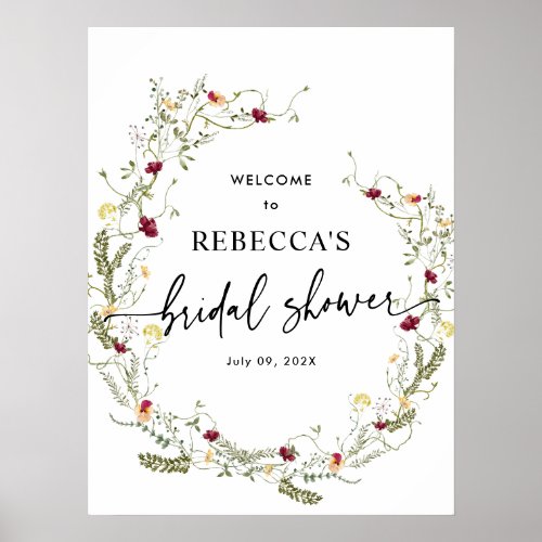 Boho Wildflowers Bridal Shower Welcome Poster