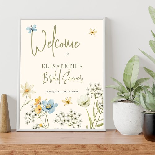 Boho wildflowers bridal shower welcome sign
