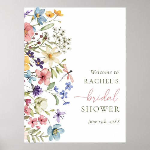 Boho Wildflowers Bridal Shower Welcome Sign