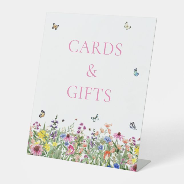 Boho Wildflowers & Butterflies Cards & Gifts Pedestal Sign (Front)