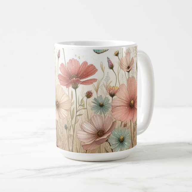 Boho Wildflowers & butterflies  Coffee Mug (Front Right)