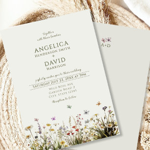 Boho Wildflowers Butterflies Wedding Invitation