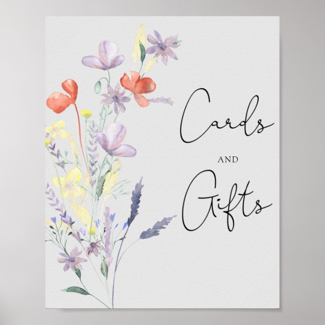 Boho Wildflowers - Cards and Gifts baby shower Poster (Front)