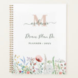 Boho Wildflowers Custom Name Monogram Planner<br><div class="desc">This bohemian planner features a custom script name,  monogram,  inspirational quote,  and colorful watercolor wildflowers on a white background. Ideal gift for romantic nature lovers.</div>
