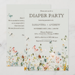Boho Wildflowers Diaper Party Template 