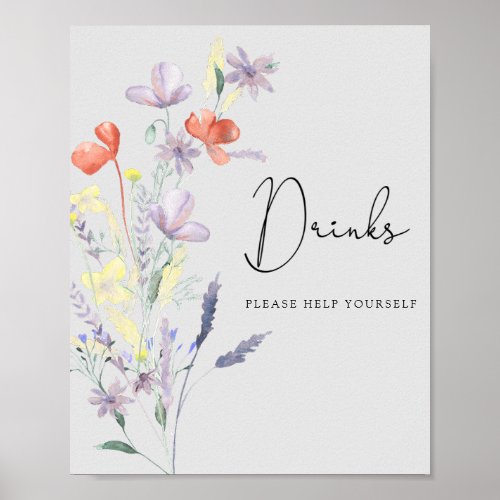 Boho Wildflowers _ Drinks help yourself  Poster