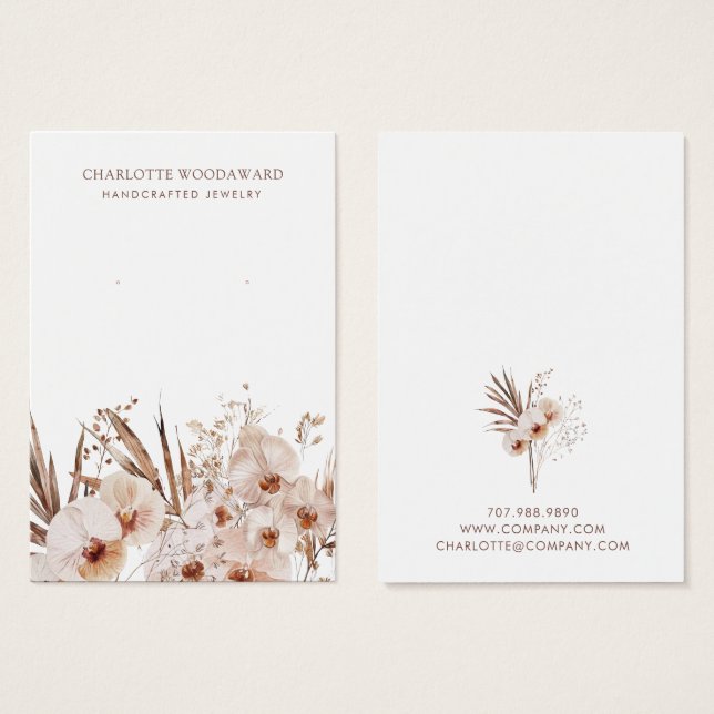 Boho Wildflowers Earring Jewelry Display Cards (Front & Back)