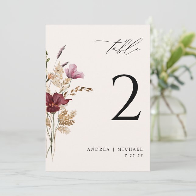 Boho Wildflowers Elegant Fall Wedding Invitation (Standing Front)