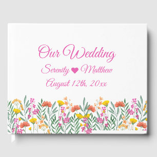 Boho Wildflowers Elegant Floral Wedding Guest Book
