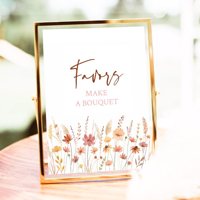 Boho Wildflowers Favors Bridal Shower Sign (Creator Uploaded)