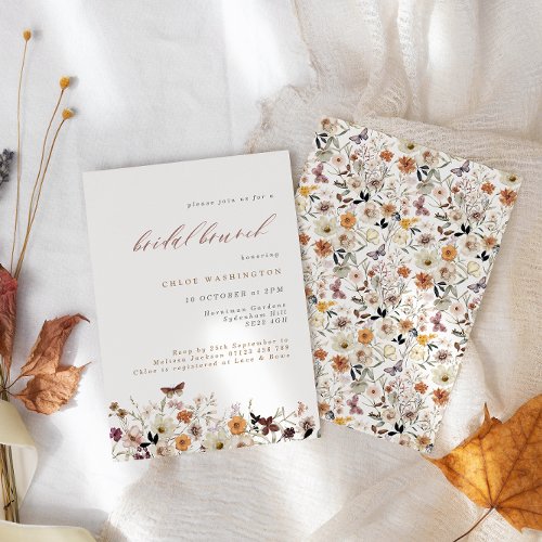 Boho Wildflowers Floral Bridal Brunch Invitation