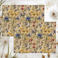 BOHO WILDFLOWERS FLORAL DECOUPAGE  TISSUE PAPER