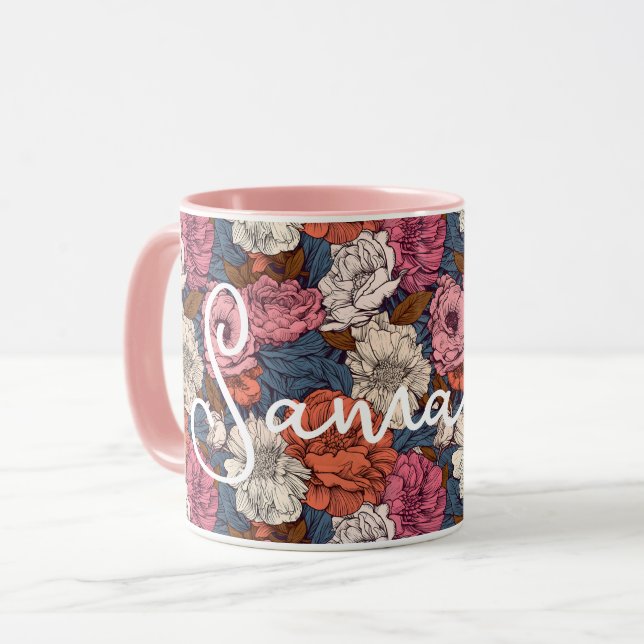 Boho Wildflowers Floral Monogram Western Flowers Mug (Front Left)