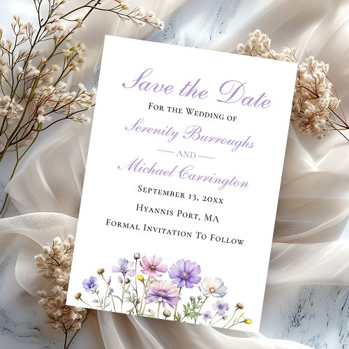 Boho Wildflowers Floral Save the Date Wedding Invitation