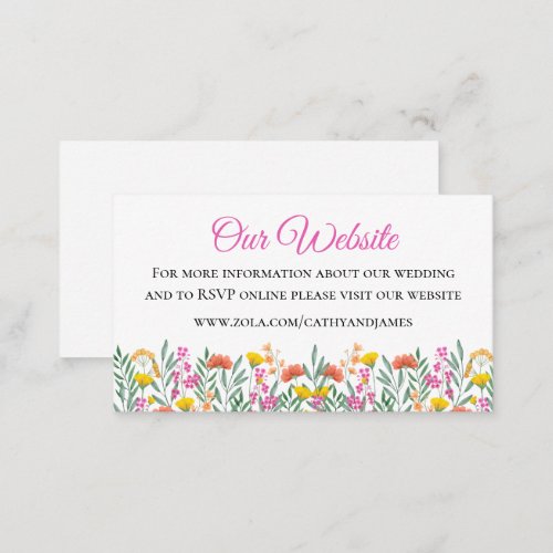 Boho Wildflowers Floral Wedding Website Enclosure Card