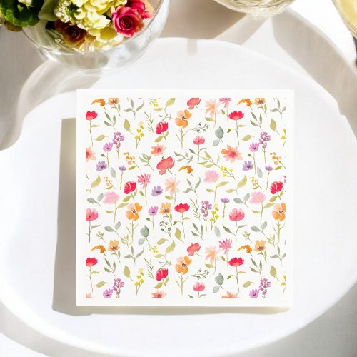 Boho wildflowers garden floral bridal shower party napkins