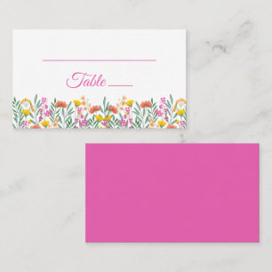 Boho Wildflowers Garden Pink Floral Wedding  Place Card