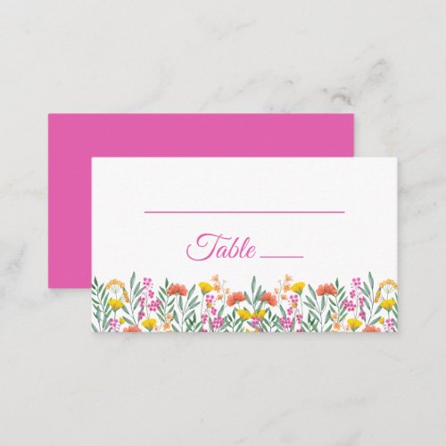 Boho Wildflowers Garden Pink Floral Wedding  Place Card