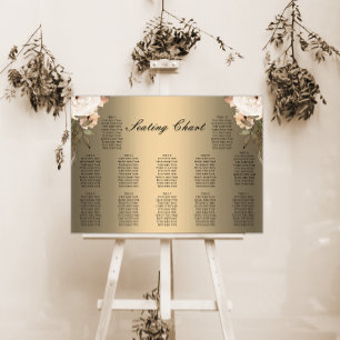 Boho Wildflowers Gold Wedding Seating Chart