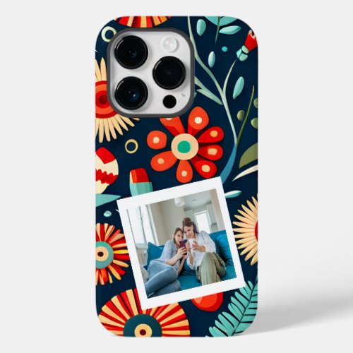 boho wildflowers Green Red Personalised Photo Case_Mate iPhone 14 Pro Case
