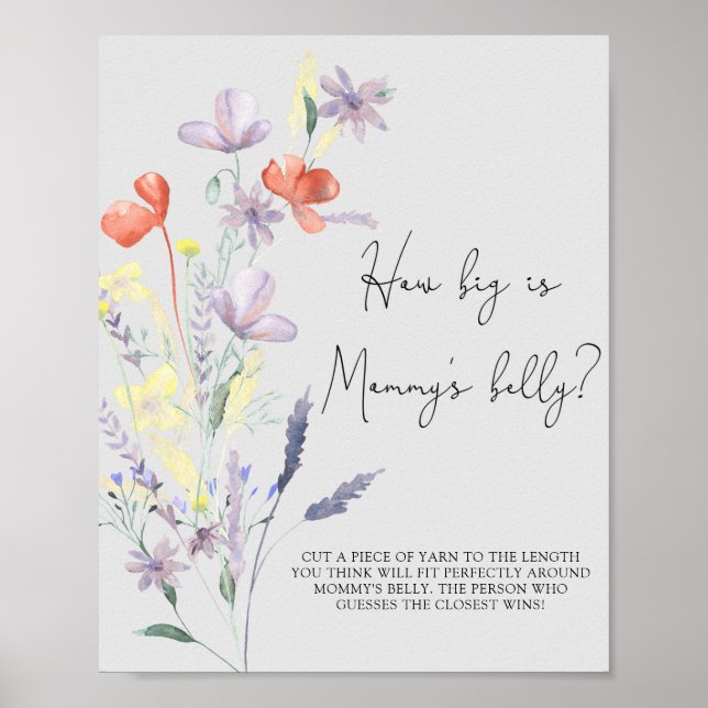 Boho Wildflowers - How big is mommy's belly game Poster (Front)