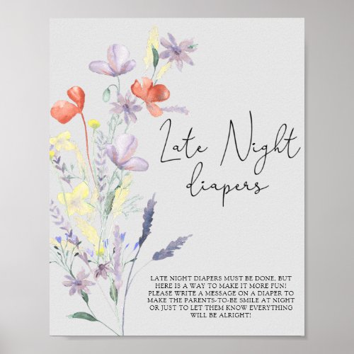 Boho Wildflowers  Late night diapers game Poster