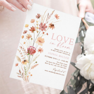 Boho Wildflowers Love in Bloom Bridal Shower Invitation