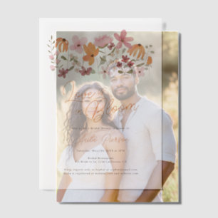 Boho Wildflowers Love Is in Bloom Bridal Shower Vellum Invitations