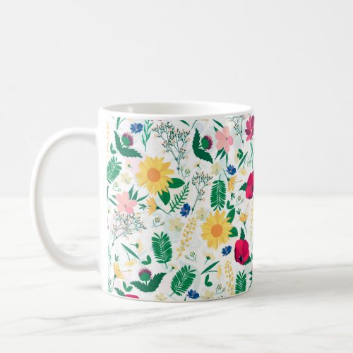 Boho Wildflowers Meadow Floral Design Coffee Mug